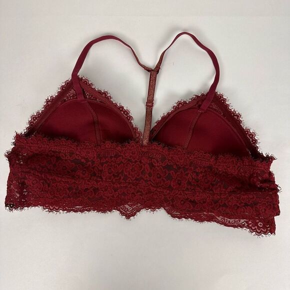 Aerie XL Deep Red Lace Bralette with Sparkle Straps - Picture 3 of 11